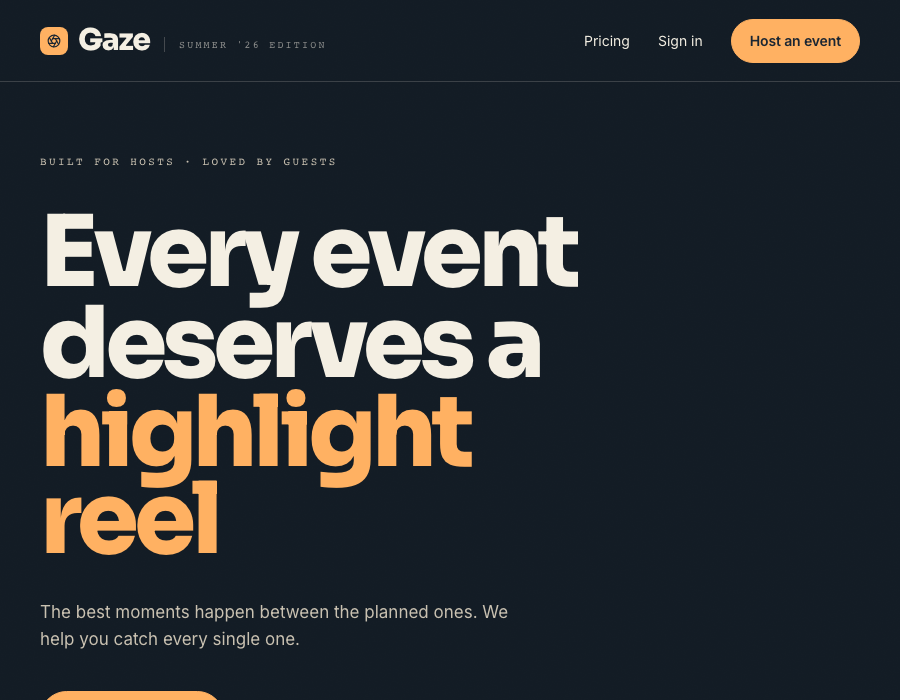 Gaze — event photobooth and live shared gallery