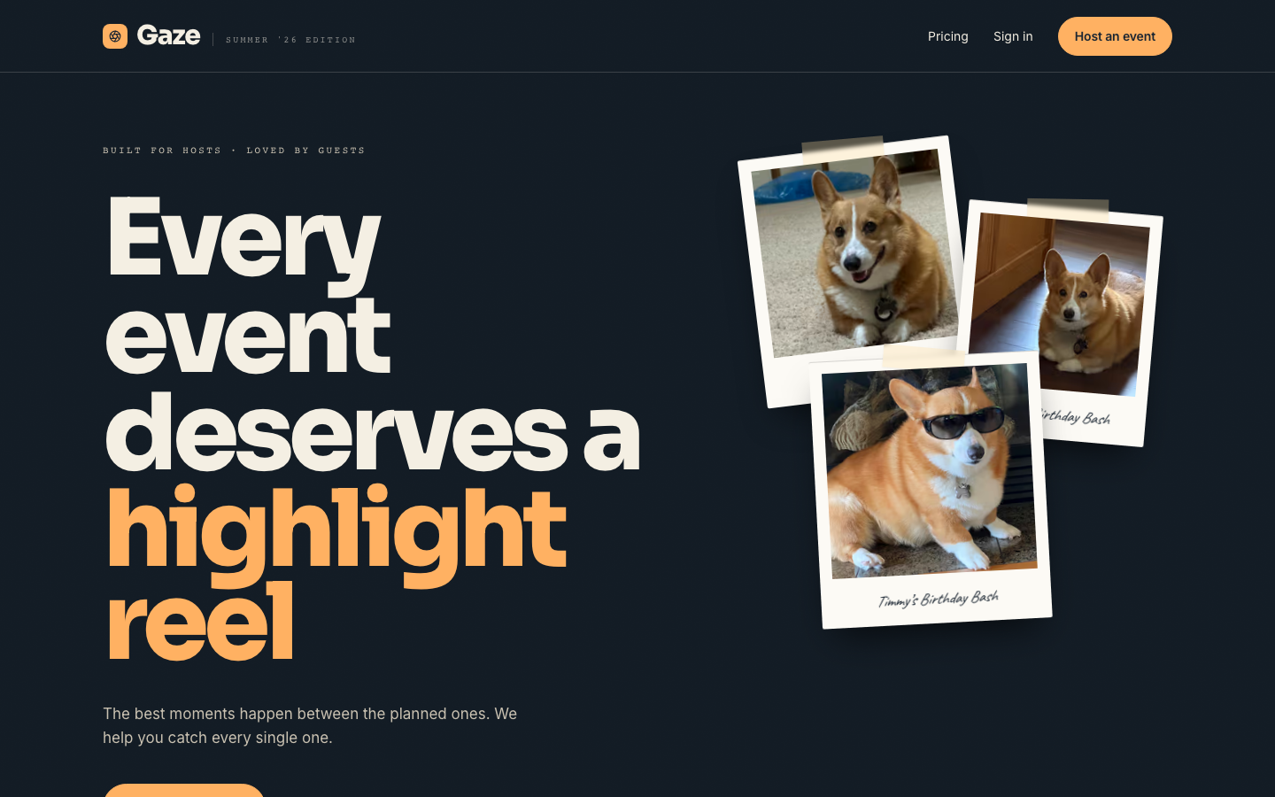 Gaze — event photobooth and live shared gallery